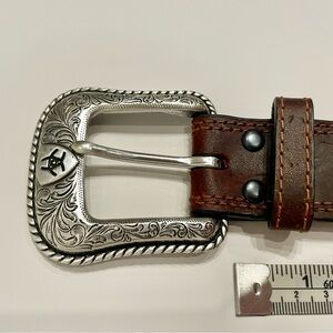 Ariat Brown Leather Belt with Silver Buckle